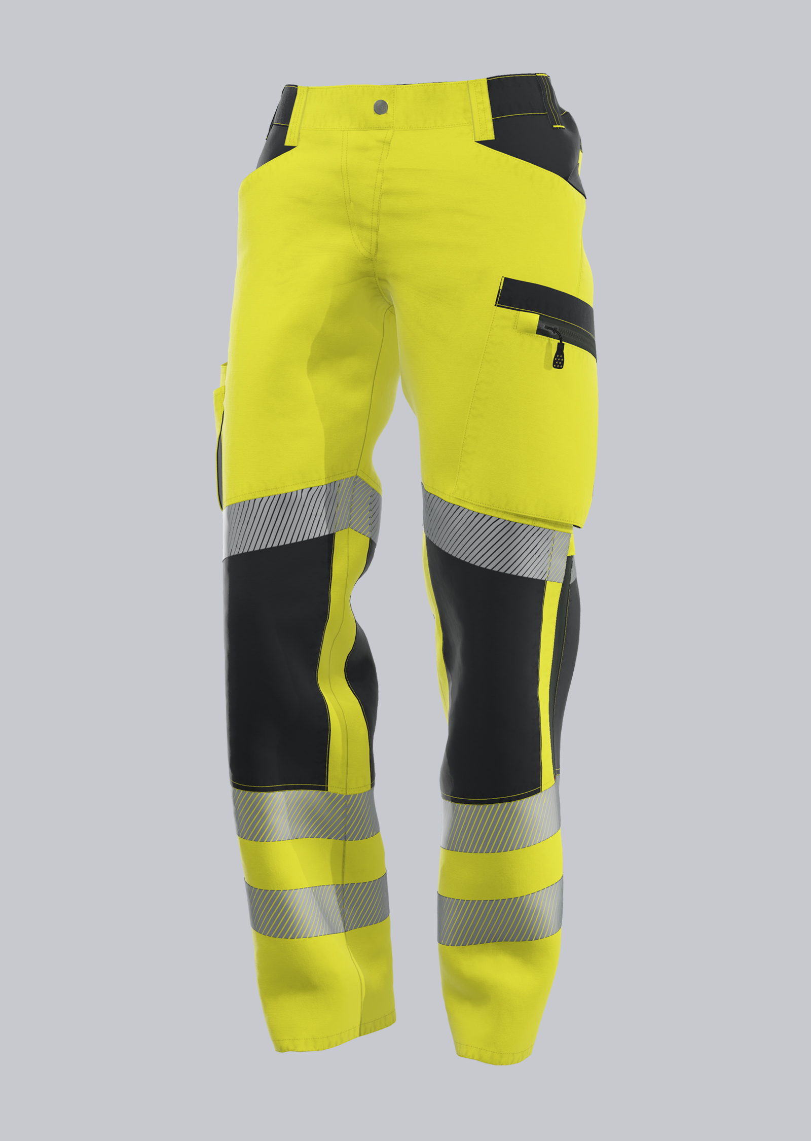BP® Warnschutz-Stretch-Hose mit Knietaschen für Damen warngelb/anthrazit Cover Bild