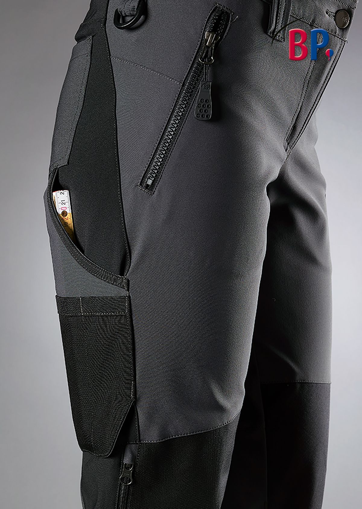 1862-620-5632 BP® Superstretch-werkbroek met kniezakken voor dames antraciet/zwart Thumbnail 5