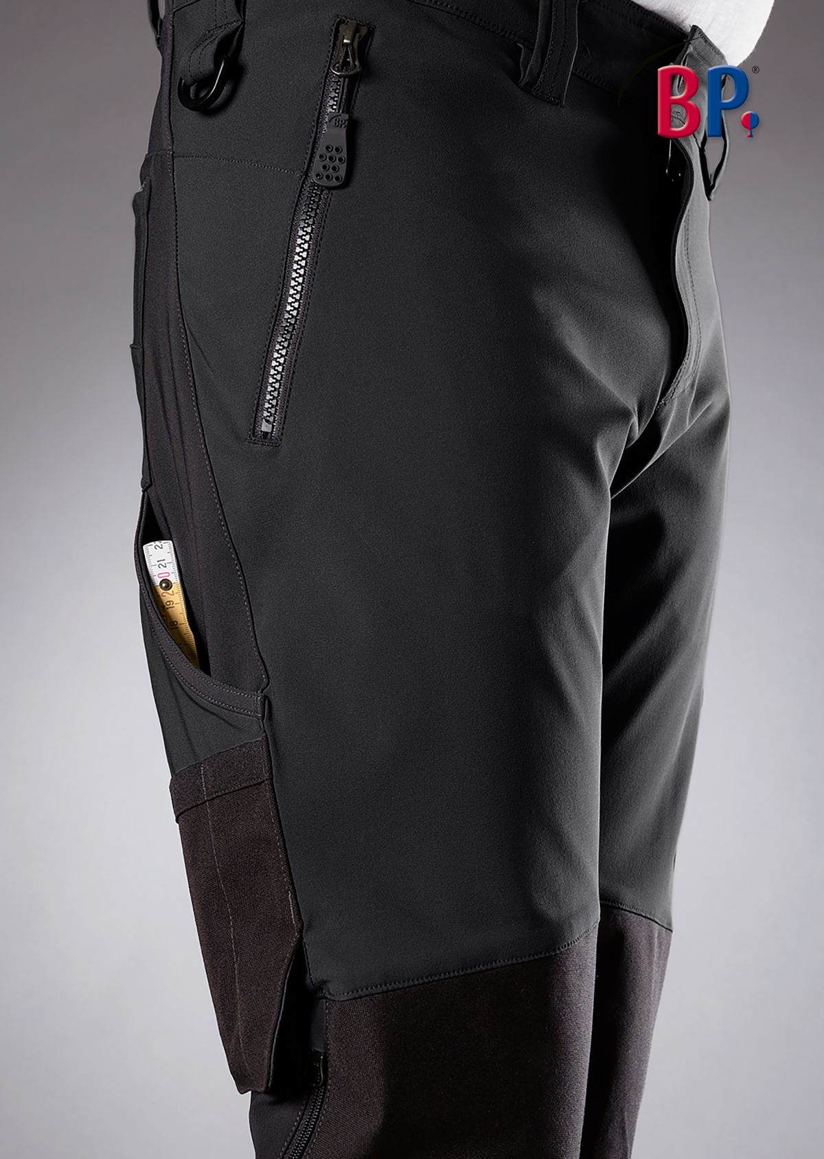 1861-620-0032 BP® Super-stretch work trousers with knee pad pockets black Thumbnail 2