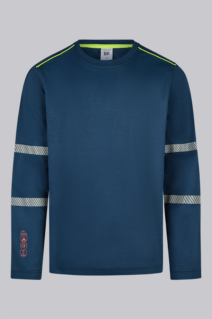 BP® Multinorm-Langarmshirt APC1, erhöhte Sichtbarkeit nachtblau/warngelb Cover Bild