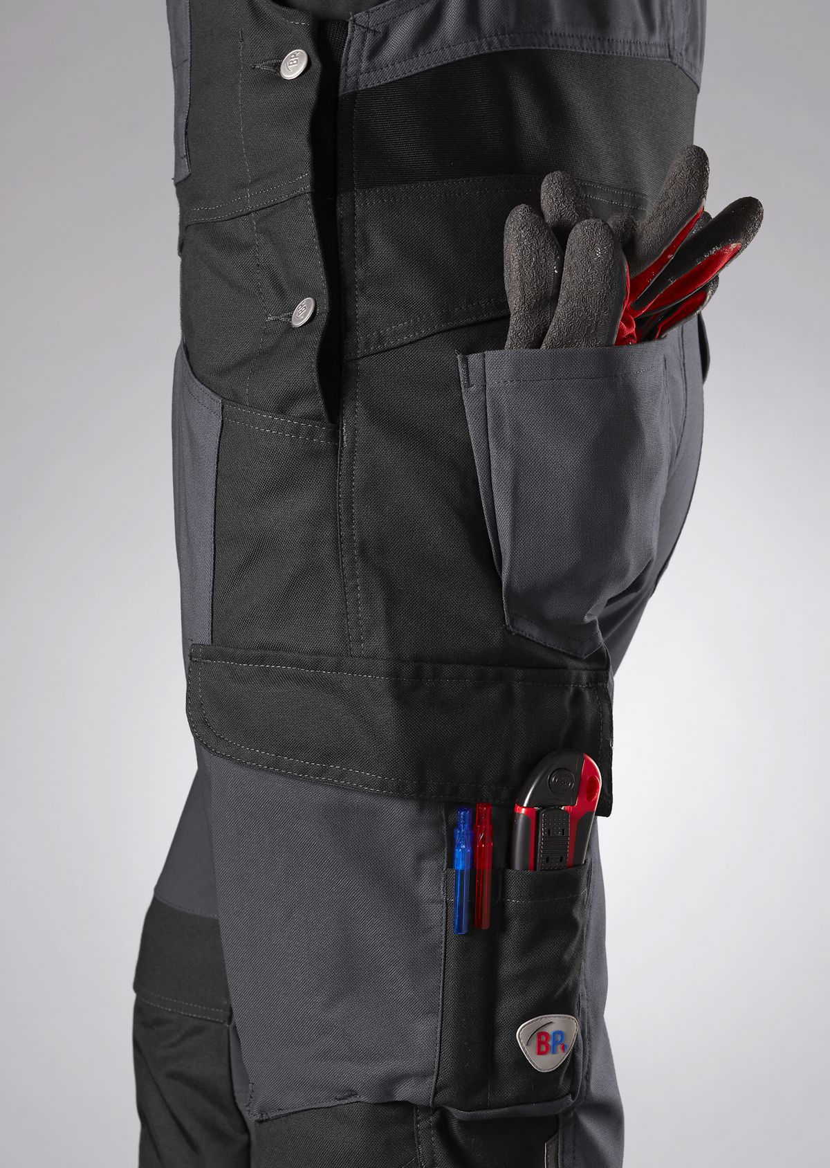 BP® Robuste Latzhose mit Kniepolstertaschen anthrazit/schwarz Thumbnail 3