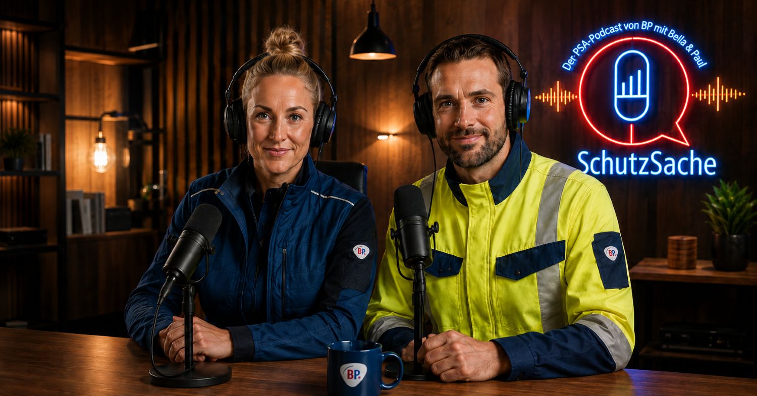 Moderator und Moderatorin des Podcasts SchutzSache