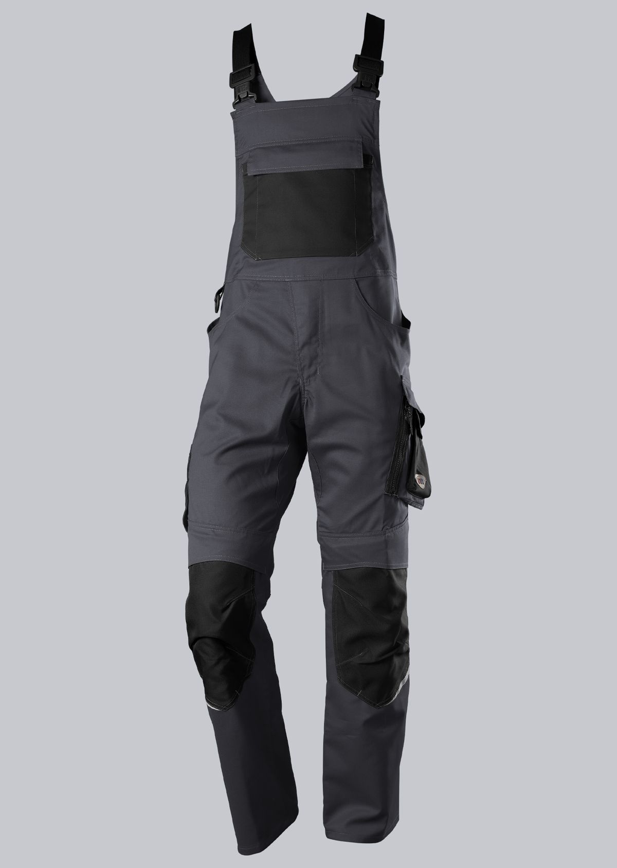 BP® Leichte Latzhose mit Kniepolstertaschen anthrazit/schwarz Cover Bild