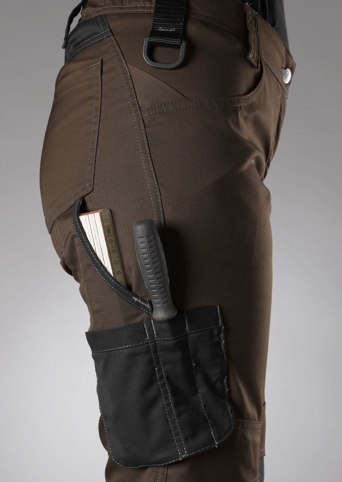 BP® Leichte Arbeitshose mit Kniepolstertaschen für Damen braun/schwarz Thumbnail 4