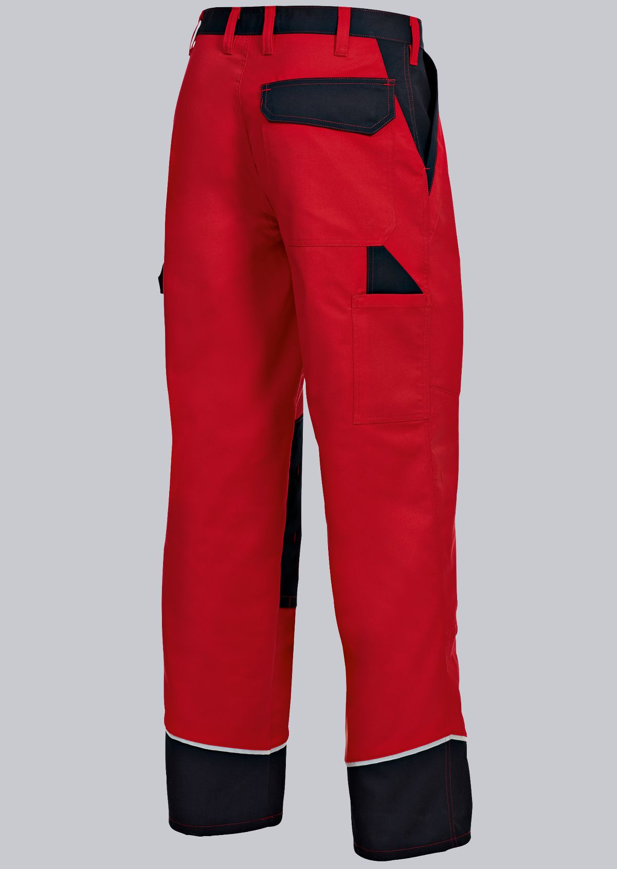 1609-559-81 BP® Arbeitshose mit verdeckten Knöpfen und Kniepolstertaschen rot/schwarz Thumbnail 1