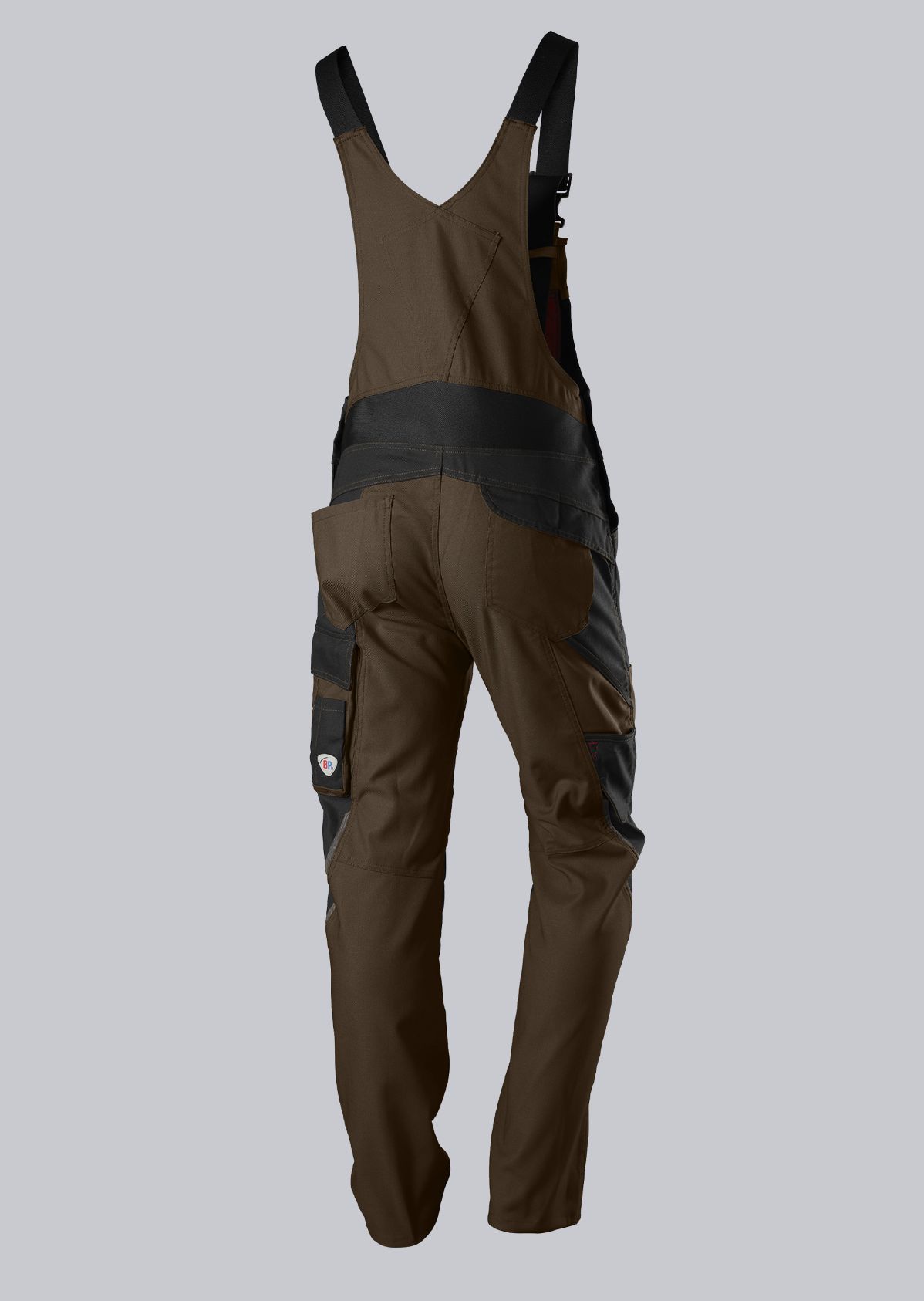 1821-565-4832_BP® Robust bib & brace with knee pad pockets_brown/black_Image 2