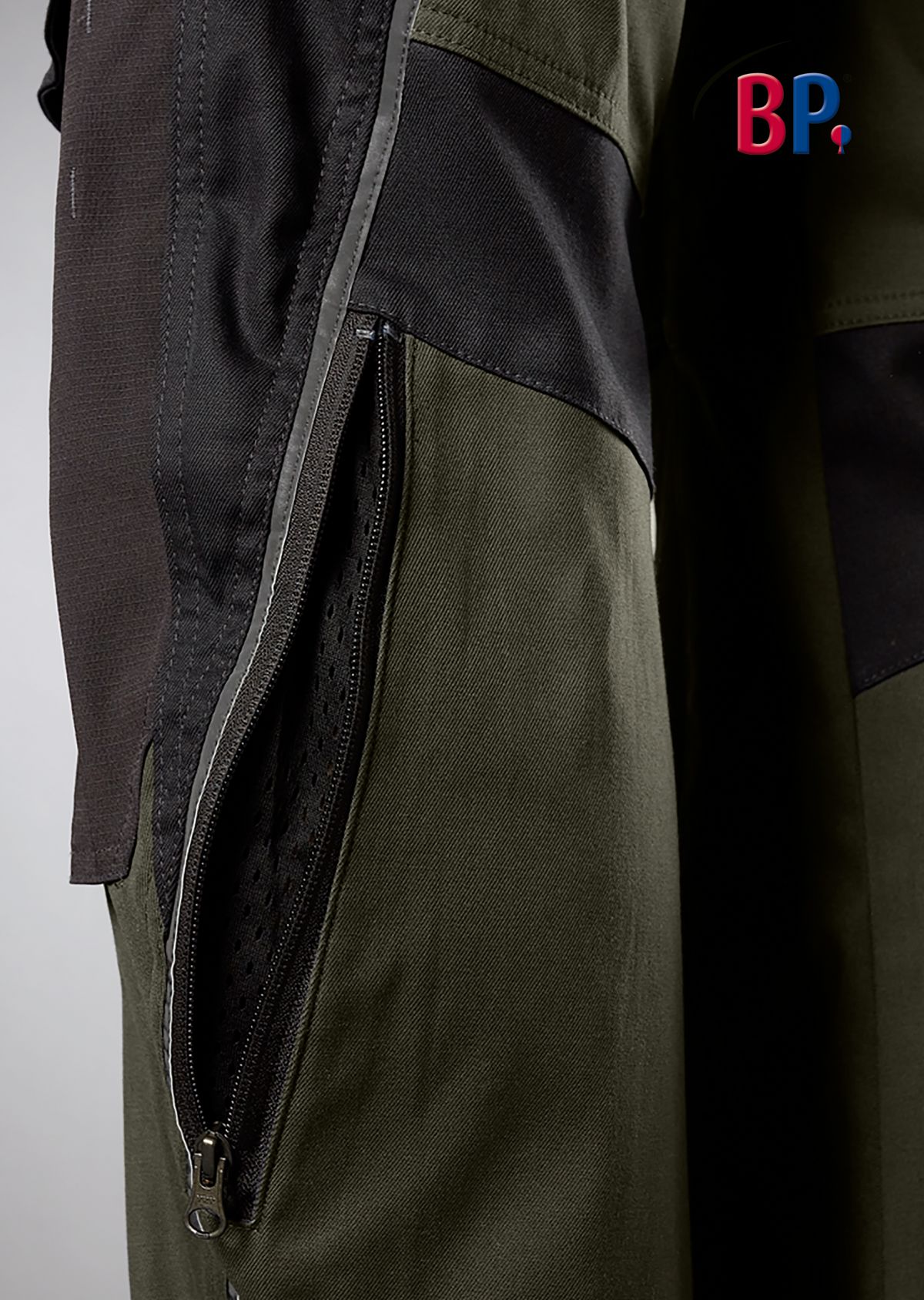 1825-032-7332 BP® Stretch work trousers with knee pad pockets olive/black Thumbnail 4