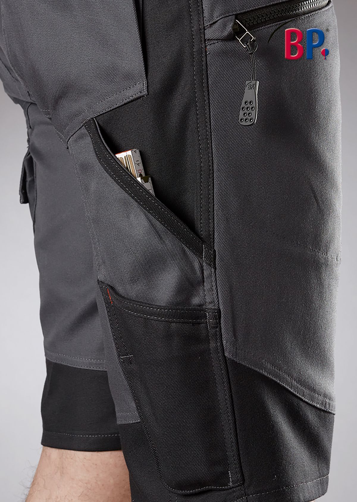 1827-033-5632 BP® Lichte stretch-shorts antraciet/zwart Thumbnail 2