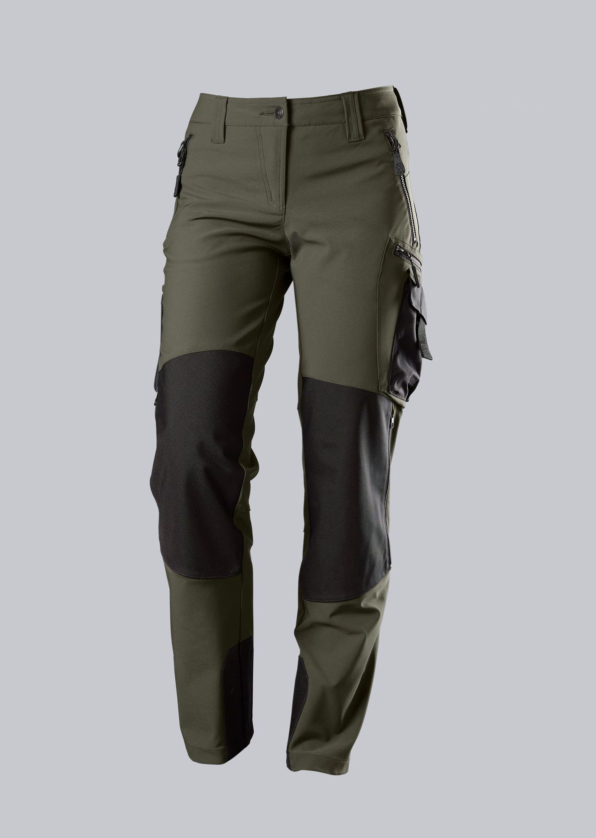 1862-620-7332_BP® Superstretch-Arbeitshose mit Kniepolstertaschen für Damen_oliv/schwarz_Bild 1