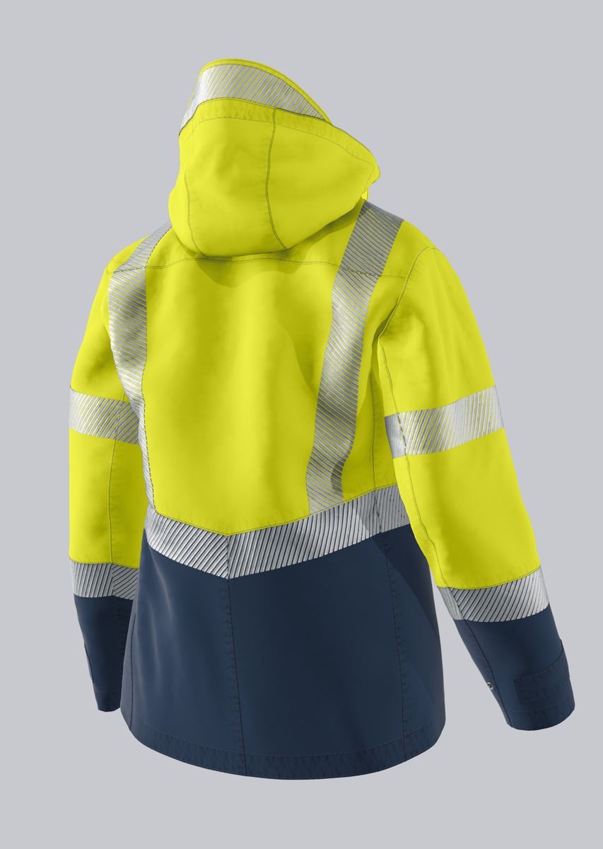 2224-891-6614 BP® Licht weerbest. multinorm-jack, hoge zichtbaarh. APC2, dames signaalgeel/nachtblauw Thumbnail 1