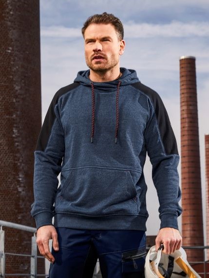 A man wears a workwear hoodie.