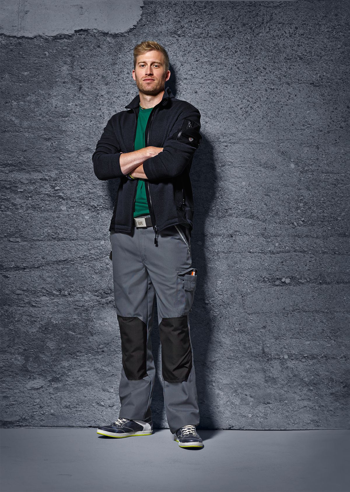 BP® Pantalon de travail gris moyen/noir Thumbnail 2