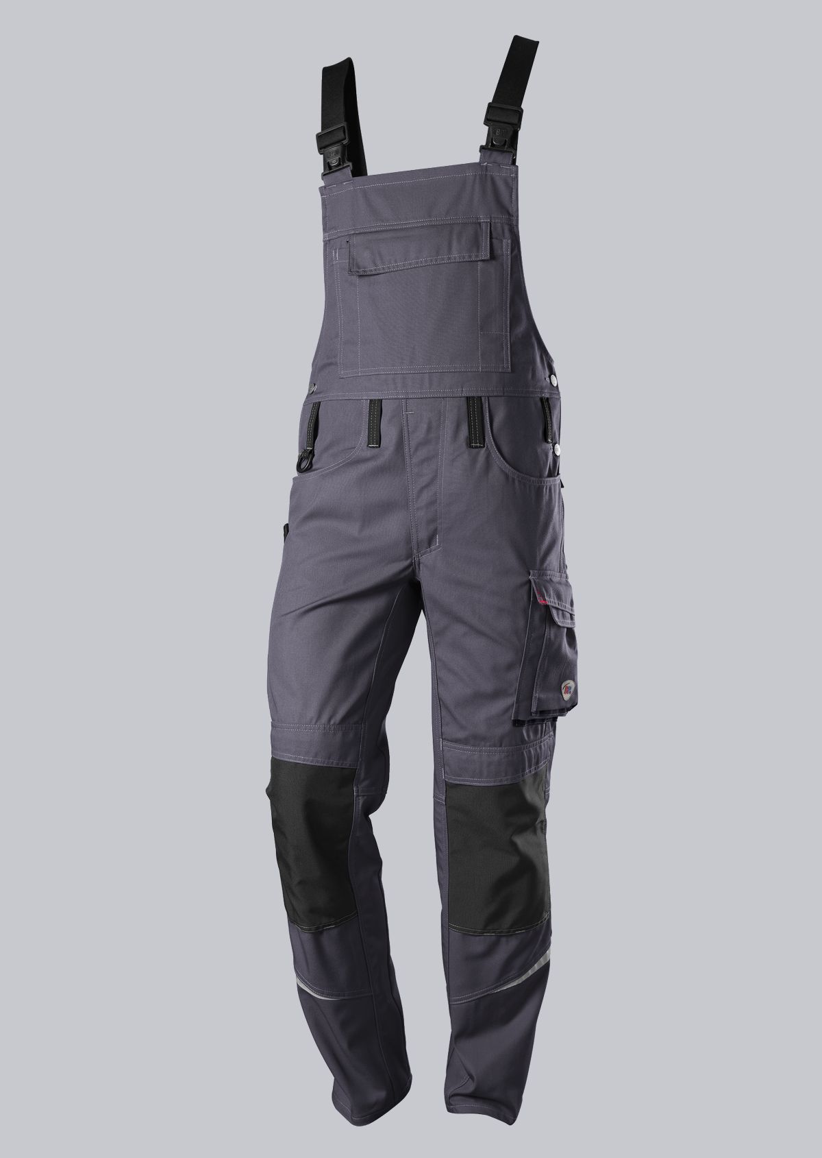 BP® Komfort-Latzhose mit Reflexelementen und Kniepolstertaschen dunkelgrau/schwarz Cover Bild