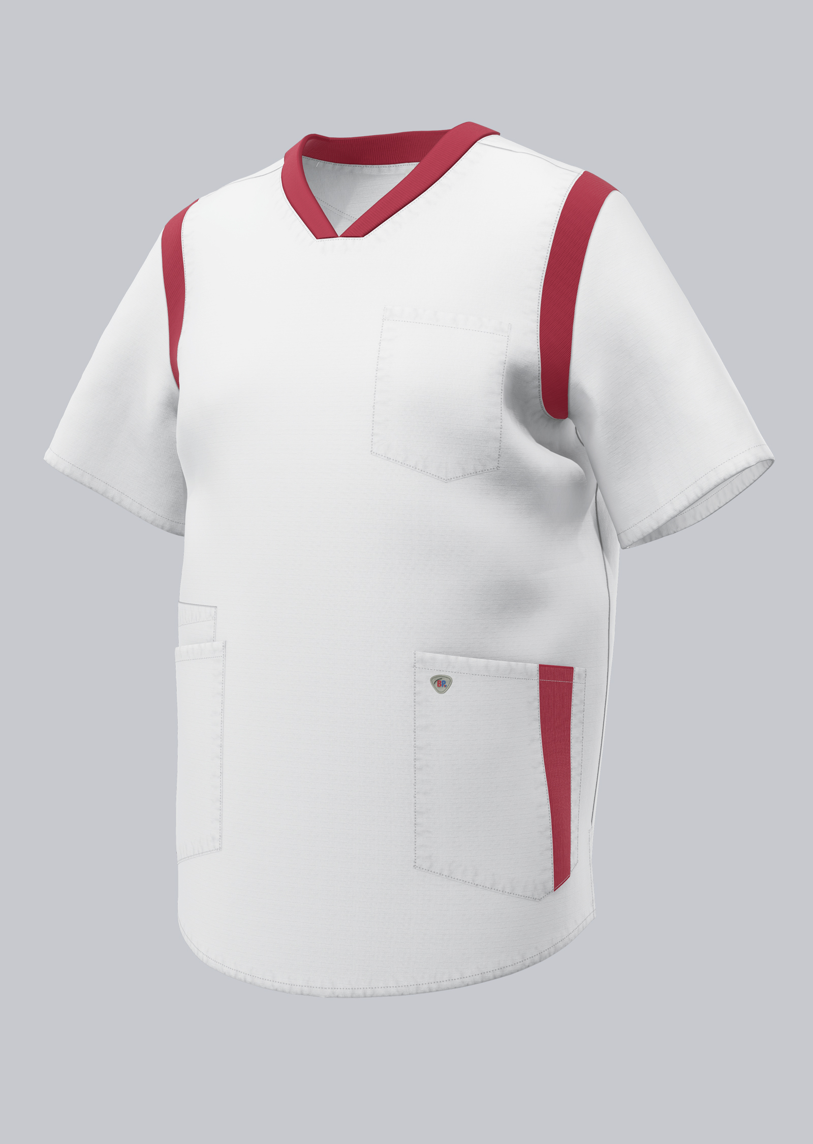 BP® Lightweight unisex slip-on tunic 1713-684-2188_BP® Lightweight unisex slip-on tunic_white/coral_Cover Image
