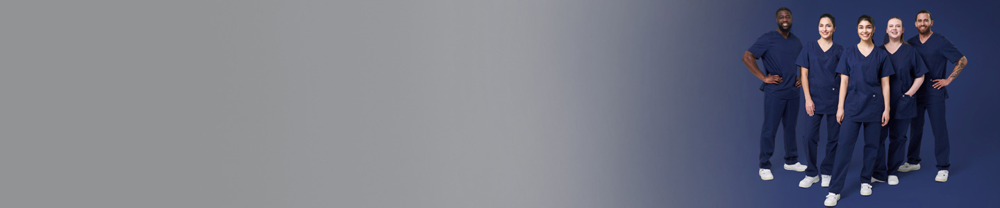 Banner mit Team in BP® Med & Care Berufsbekleidung für Medizin und Pflege.