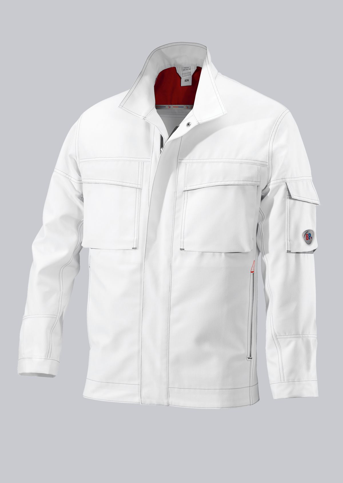 Fleece Jacke Weiss Melange/Grau - Arbeitskleidung Fleece Jacke Weiss Melange/Grau - Arbeitskleidung