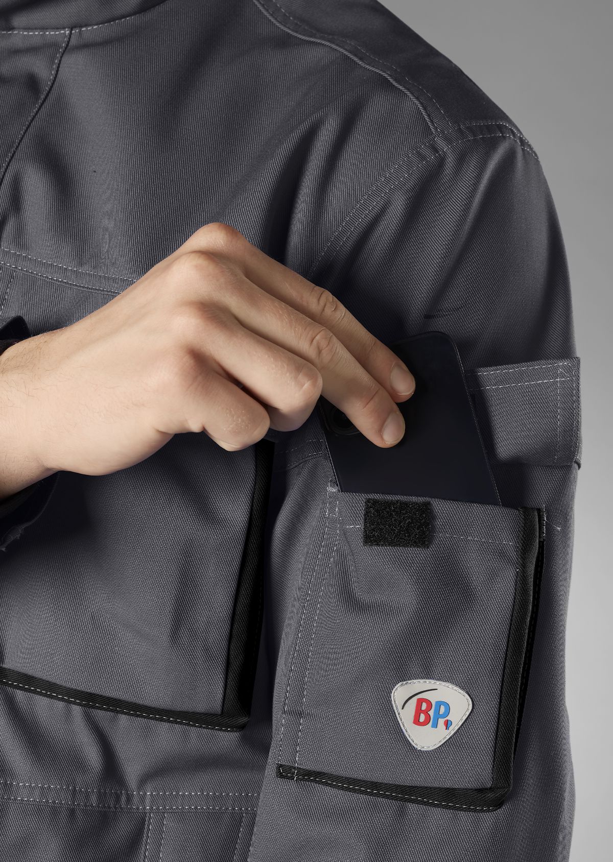 1795-720-5332_BP® Veste de travail avec boutons dissimulés_gris foncé/noir_image 4