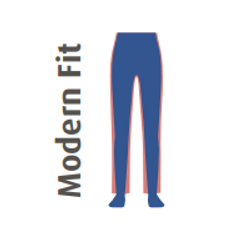 Symbool van moderne pasvorm: slank silhouet van broek met discrete randen.
