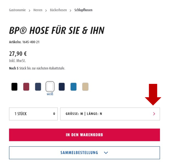 Size guide Explanation