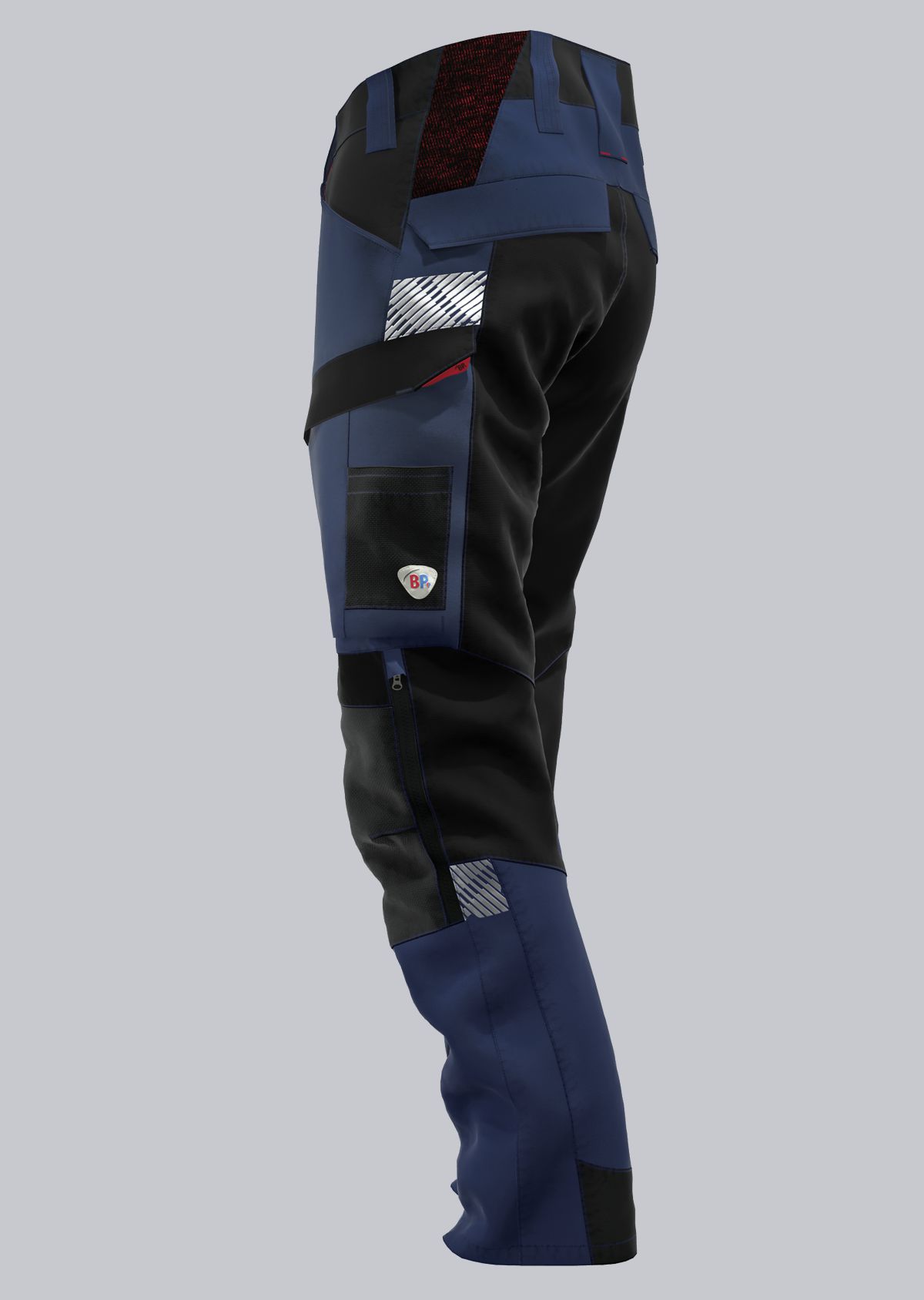 1818-565-1432_BP® Robuste Hybrid-Arbeitshose mit Kniepolstertaschen_nachtblau/schwarz_Bild 2