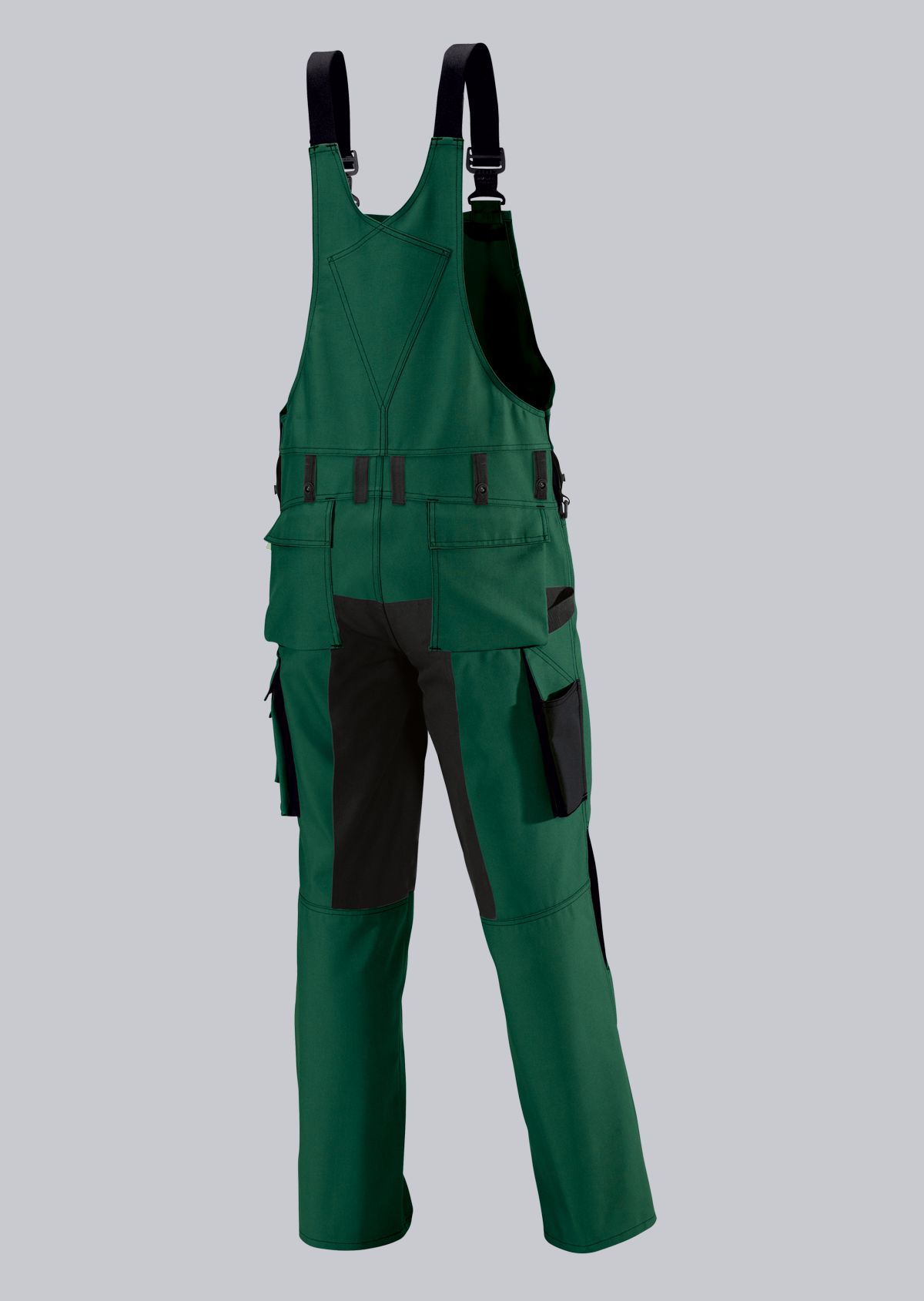 1791-555-74_BP® Strapazierfähige Latzhose mit Kniepolstertaschen_mittelgrün/schwarz_Bild 2