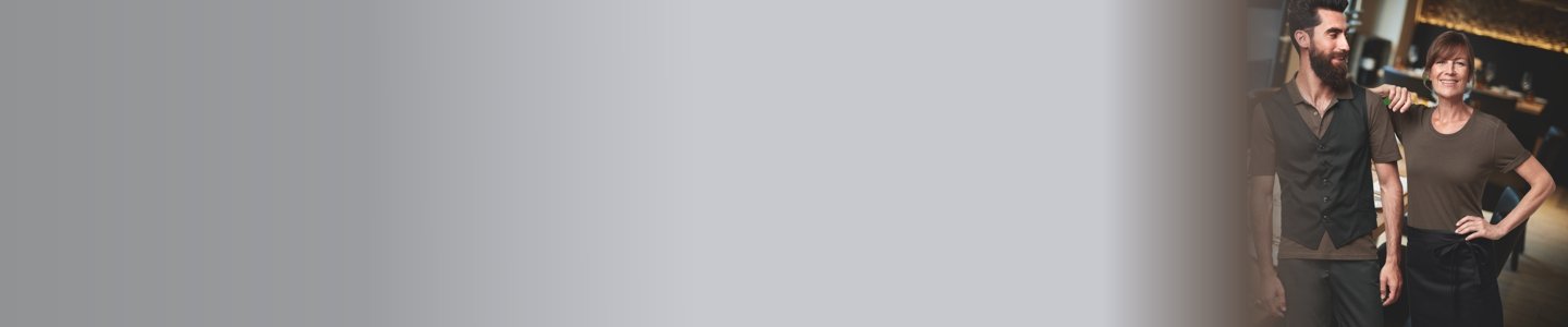 Bannière avec une serveuse et un serveur en tenue de restauration BP®.