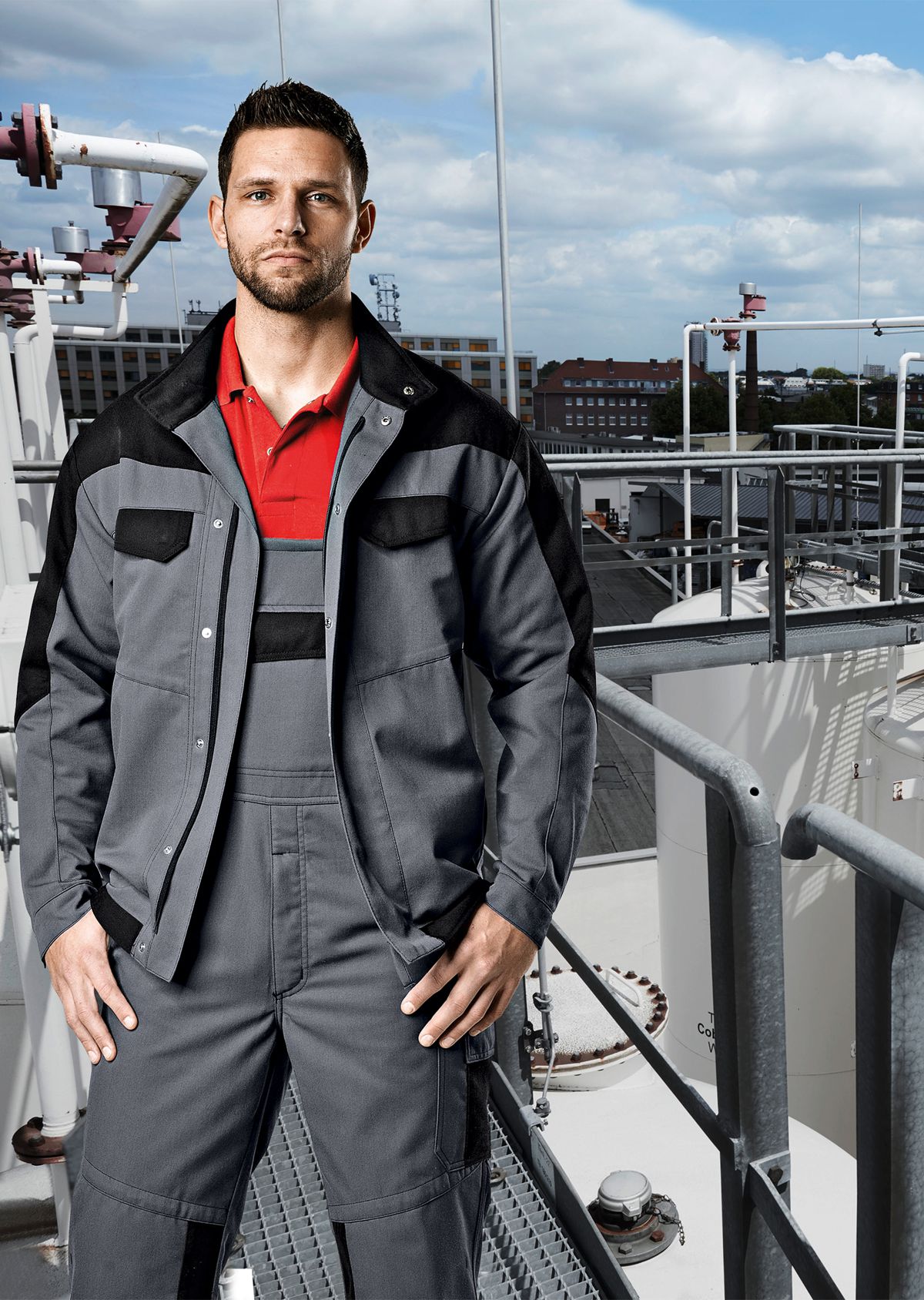 BP® Multinorm-Latzhose APC2 dunkelgrau/schwarz Thumbnail 4