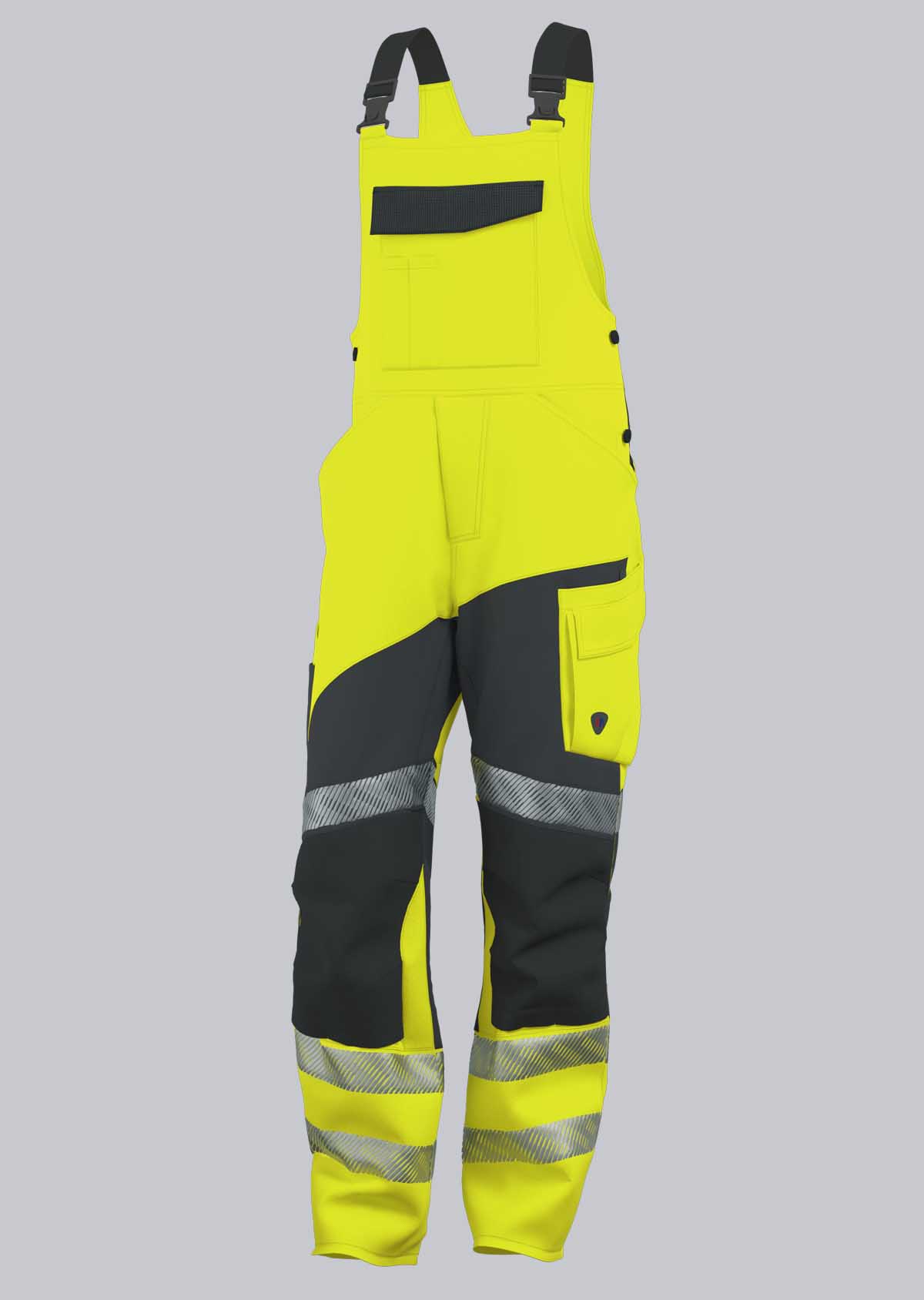 2056-009-6656 BP® High-visibility stretch work bib & braces with knee pocket warning yellow/anthracite Cover image