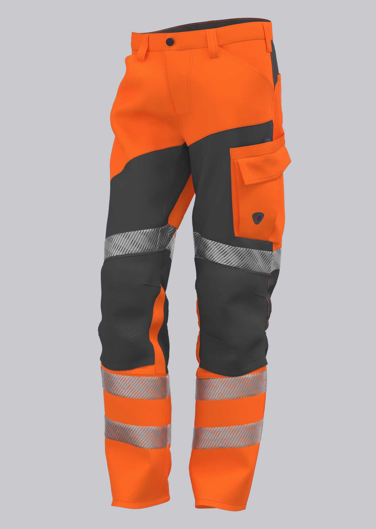 2050-009-6556 BP® High-visibility stretch work pants with knee pocket warning orange/anthracite Cover image