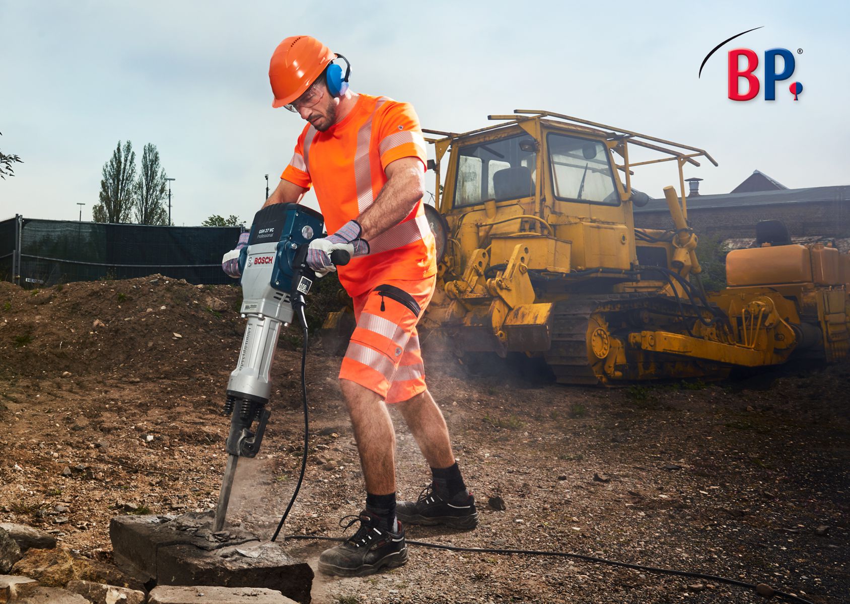 BP® Leichte Warnschutz-Stretch-Shorts warnorange/anthrazit Thumbnail 6