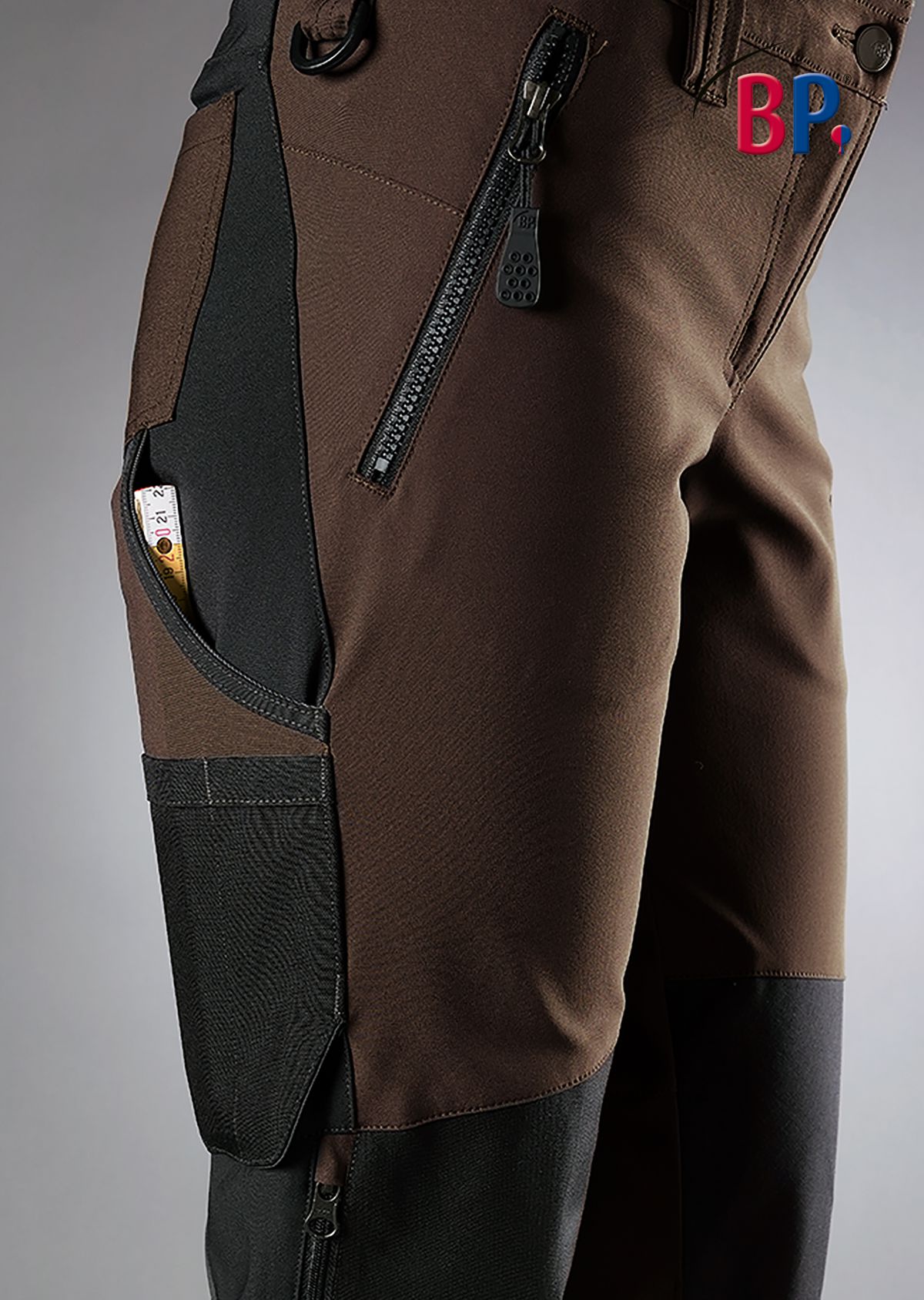BP® Superstretch-Arbeitshose mit Kniepolstertaschen für Damen braun/schwarz Thumbnail 3