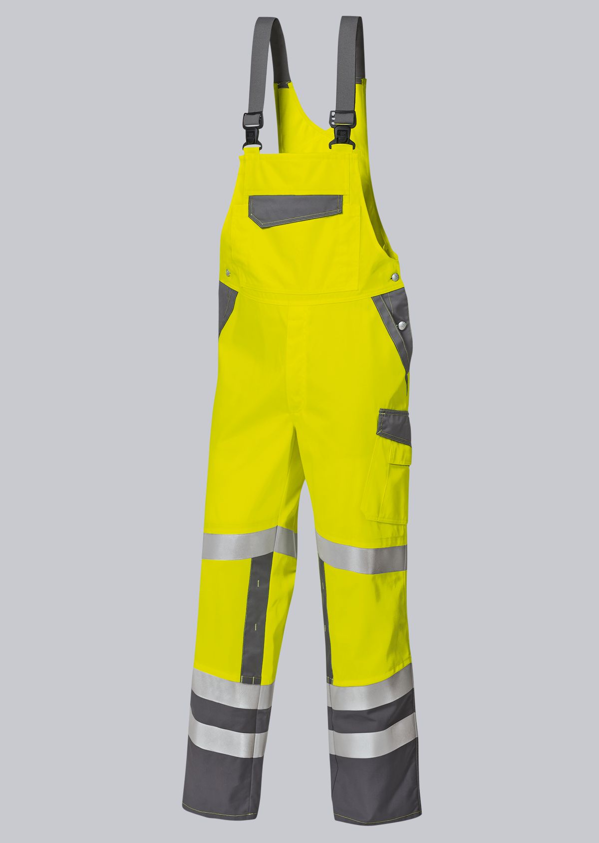 2011-845-8653_BP® Warnschutz-Latzhose mit Knietaschen_warngelb/dunkelgrau_Cover Bild
