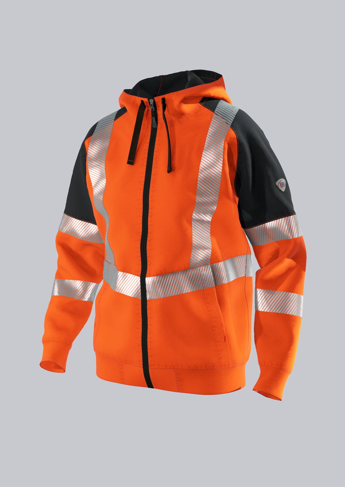 BP® Warnschutz-Sweatjacke mit Kapuze warnorange/anthrazit Cover Bild