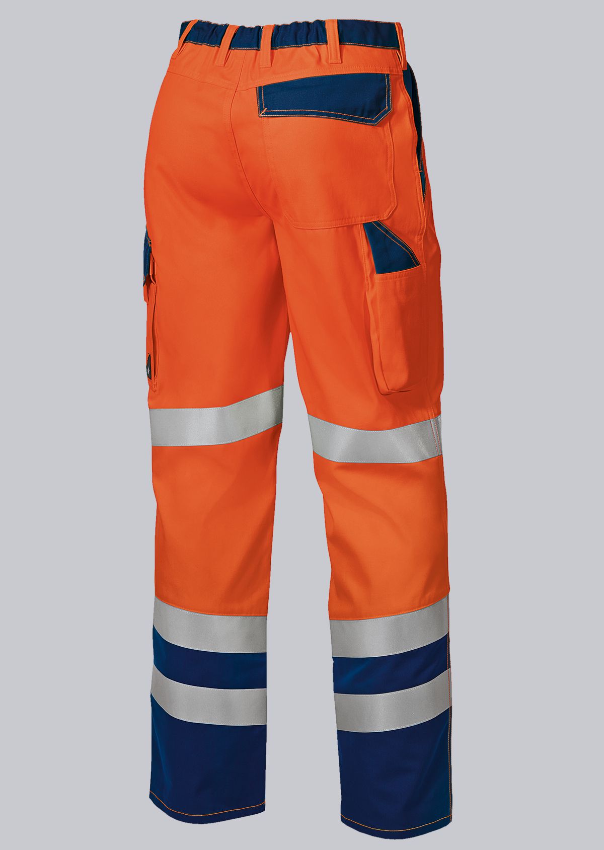 2010-845-8510_BP® High-visibility trousers with knee pockets_warning orange/dark blue_Image 2