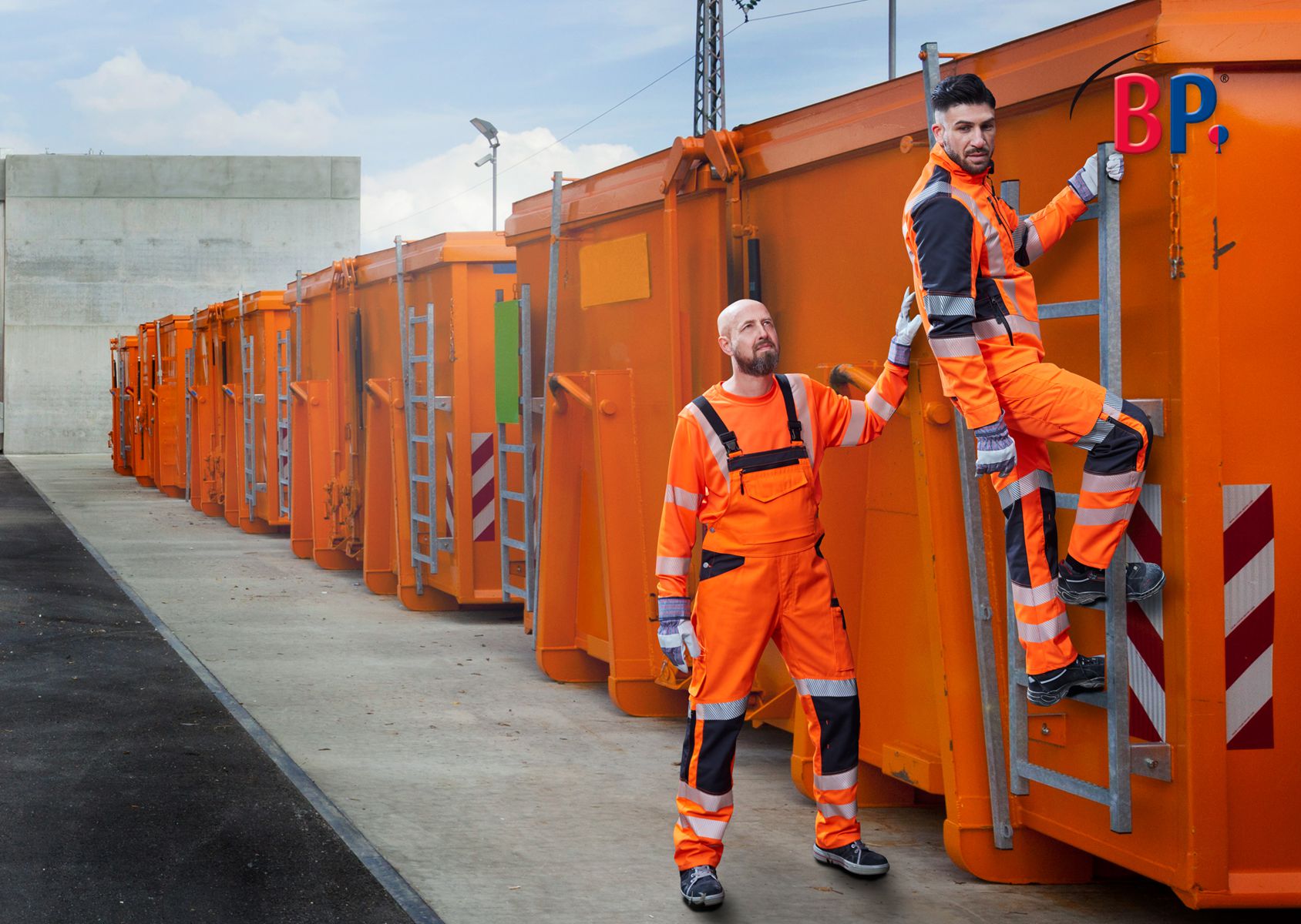 2041-844-6556 BP® Stretch-tuinbroek met hoge zichtbaarheid en kniezakken signaaloranje/antraciet Thumbnail 4