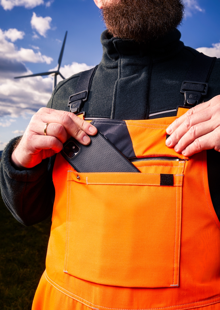 2237-840-6556 BP® Lightweight multi-standard high visibility APC2 bib & brace warning orange/anthracite Thumbnail 4