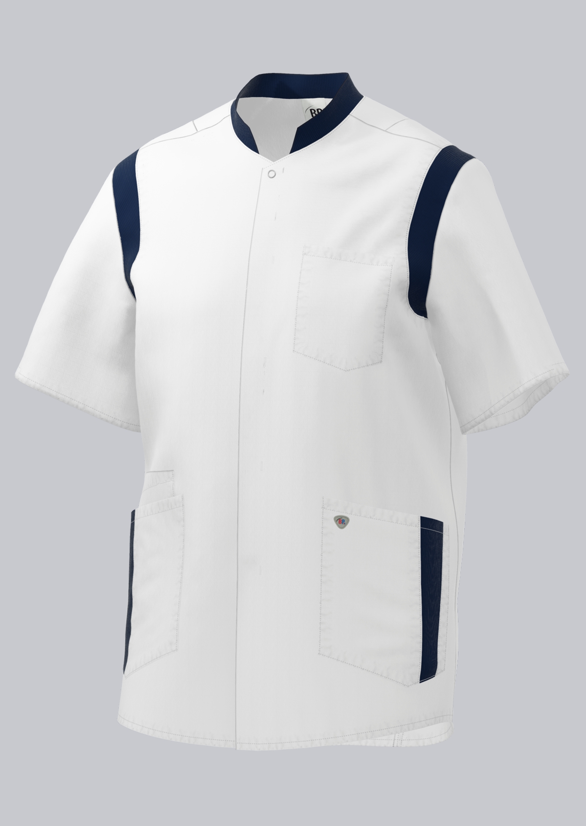 1711-684-2110_BP® STRETCH-Kasack für Herren_weiß/nachtblau_Cover Bild