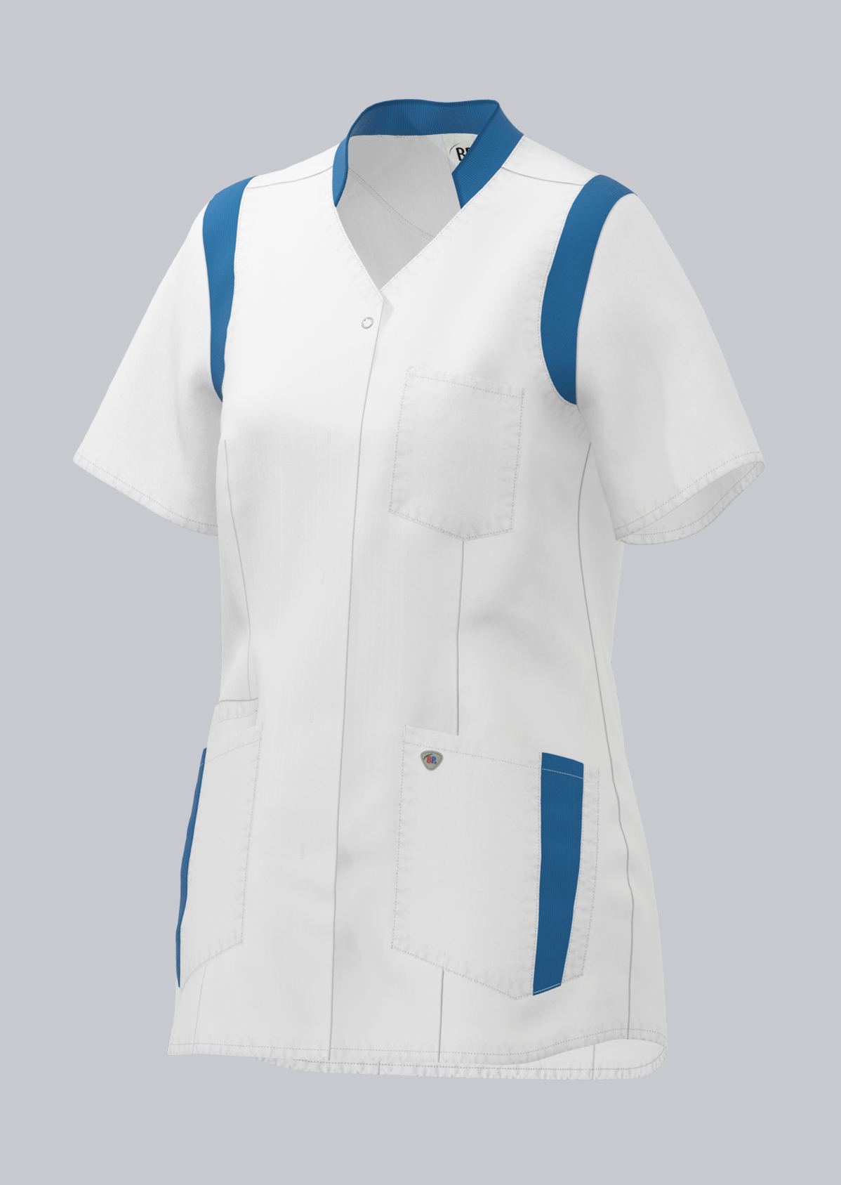 BP® STRETCH-Kasack für Damen 1710-684-2106_BP® STRETCH-Kasack für Damen_weiß/azurblau_Bild 1