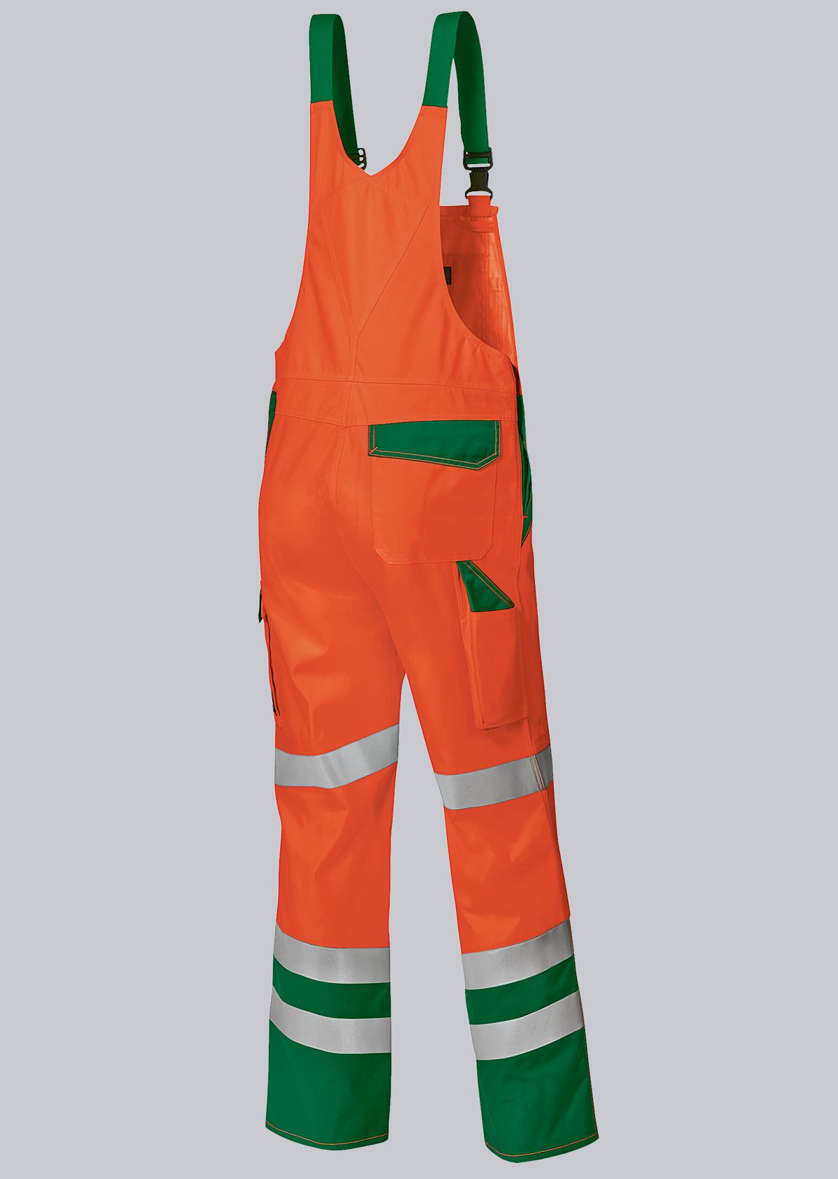 2011-845-8574 BP® High-visibility bib & brace with knee pockets warning orange/green Thumbnail 1
