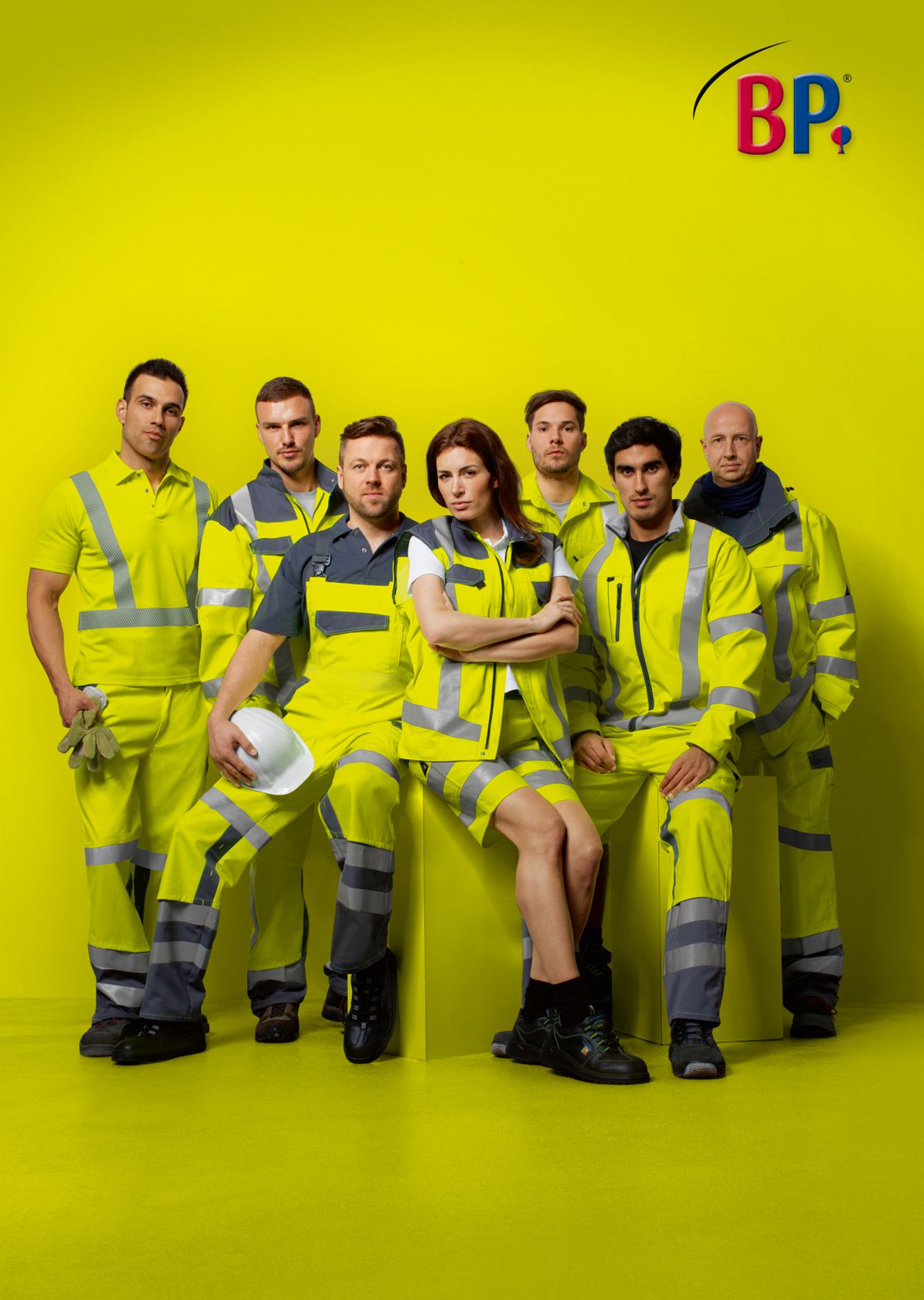 BP® Cotte à bretelles à haute visibilité avec genouillères jaune haute visibilité/gris foncé Thumbnail 2