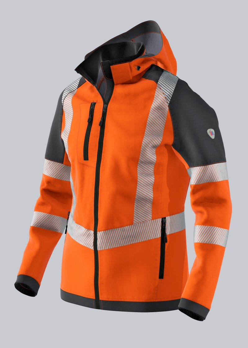 2034-941-6556 BP® Stretch- softshell jack met hoge zichtbaarheid signaaloranje/antraciet Hoofdafbeelding