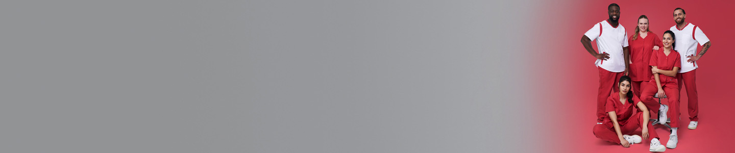 Banner mit Team in BP® Med & Care Berufsbekleidung für Medizin und Pflege.