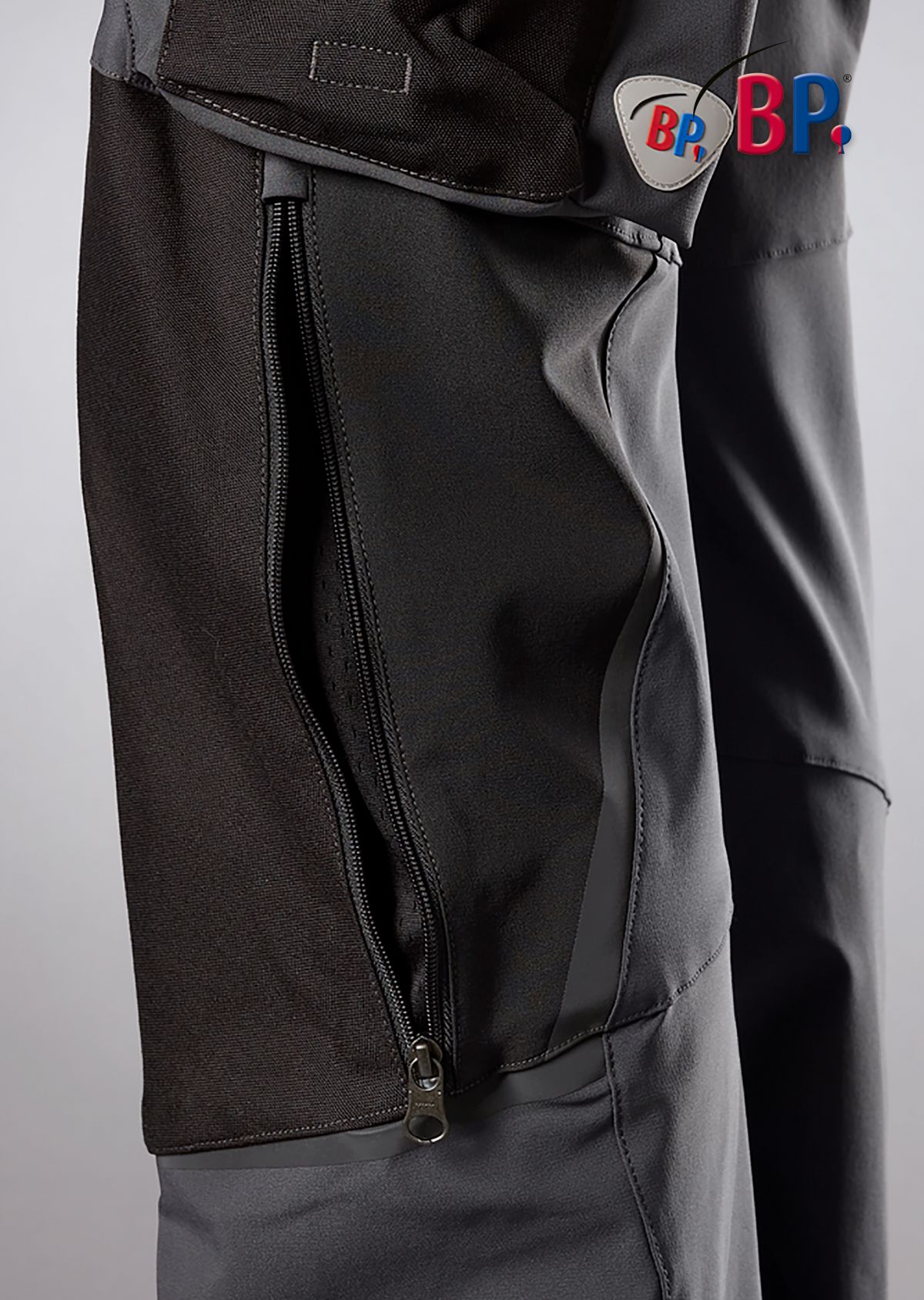 1861-620-5632 BP® Super-stretch work trousers with knee pad pockets anthracite/black Thumbnail 3