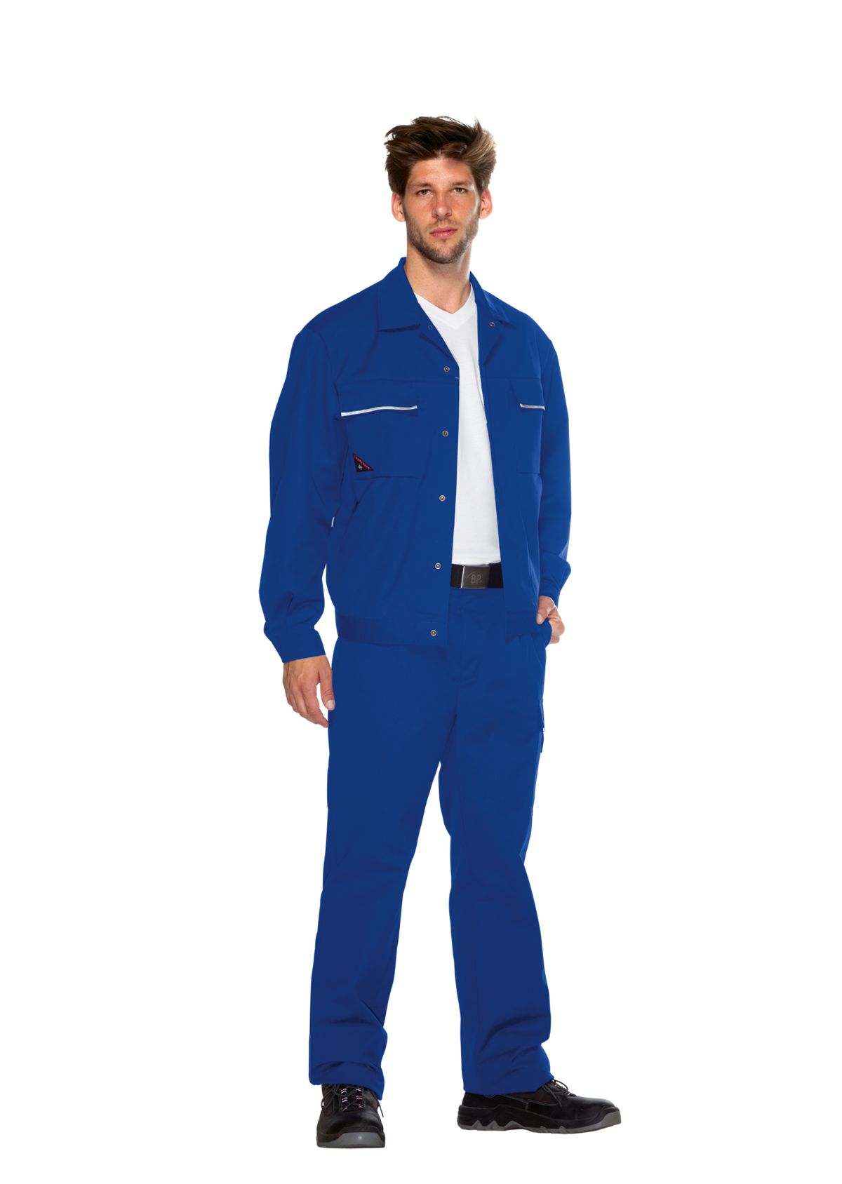 BP® Veste de travail avec boutons dissimulés bleu roi Thumbnail 2