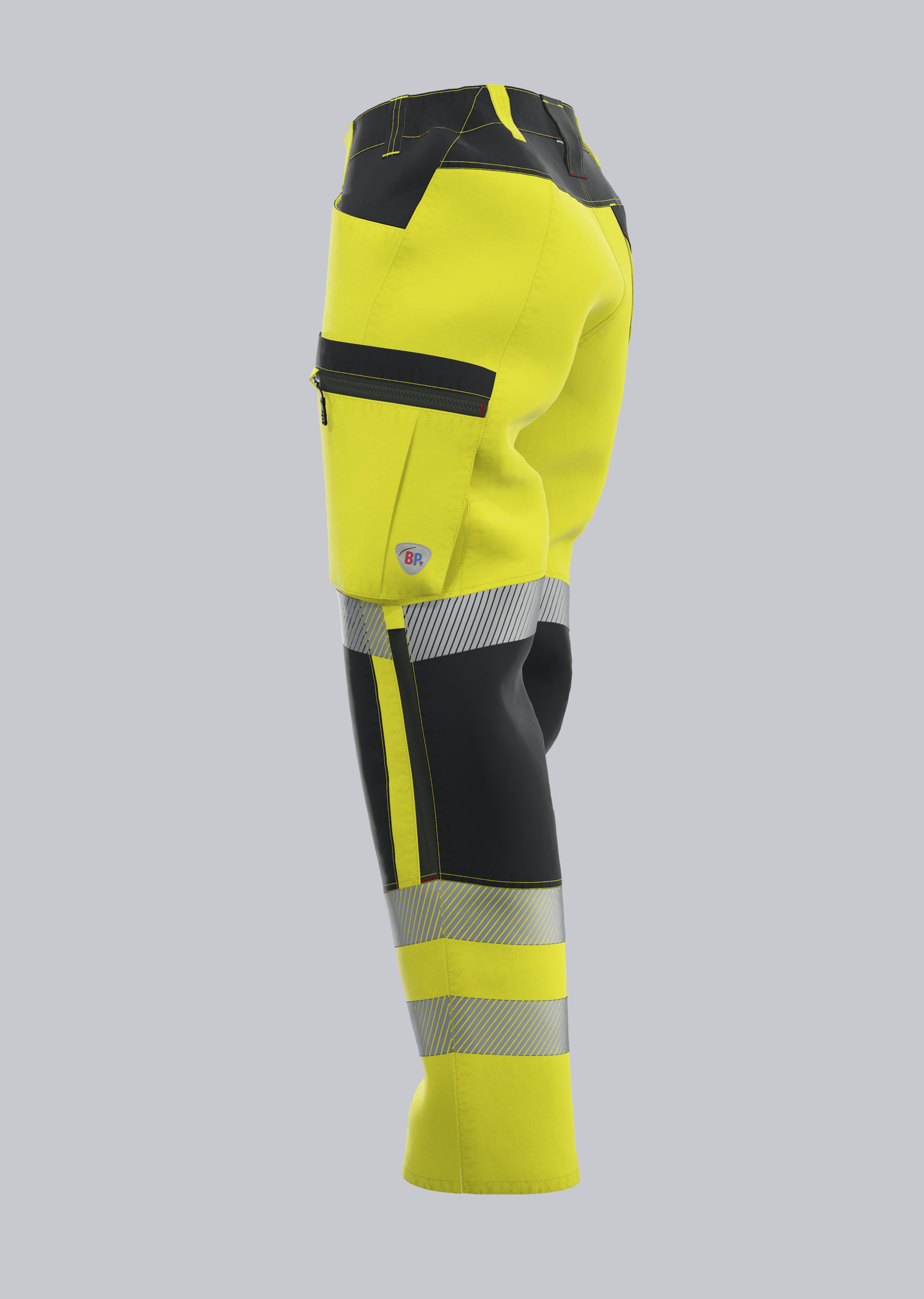 2046-844-6656_BP® Warnschutz-Stretch-Hose mit Knietaschen für Damen_warngelb/anthrazit_Bild 3