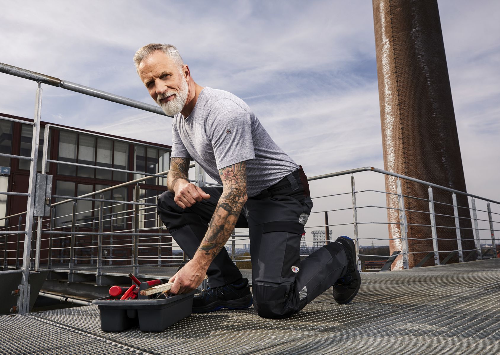 BP® Pantalon de travail hybride robuste avec genouillères anthracite/noir Thumbnail 5