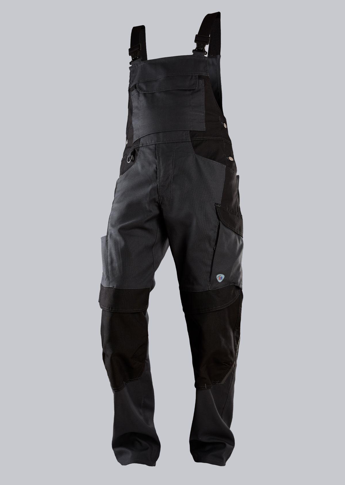 BP® Robuste Latzhose mit Kniepolstertaschen anthrazit/schwarz Thumbnail 1