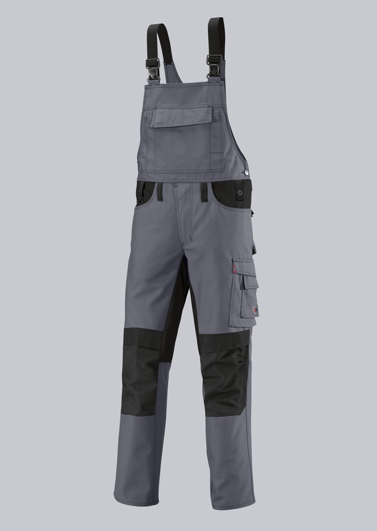 1791-555-53_BP® Strapazierfähige Latzhose mit Kniepolstertaschen_dunkelgrau/schwarz_Bild 1