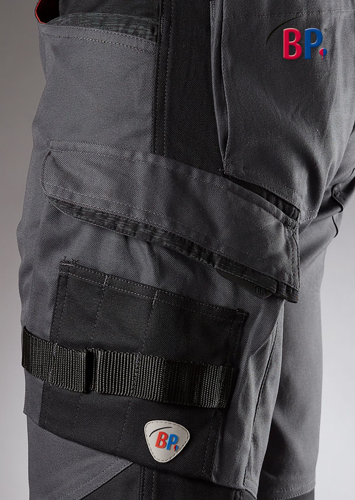 1827-033-5632 BP® Lichte stretch-shorts antraciet/zwart Thumbnail 3