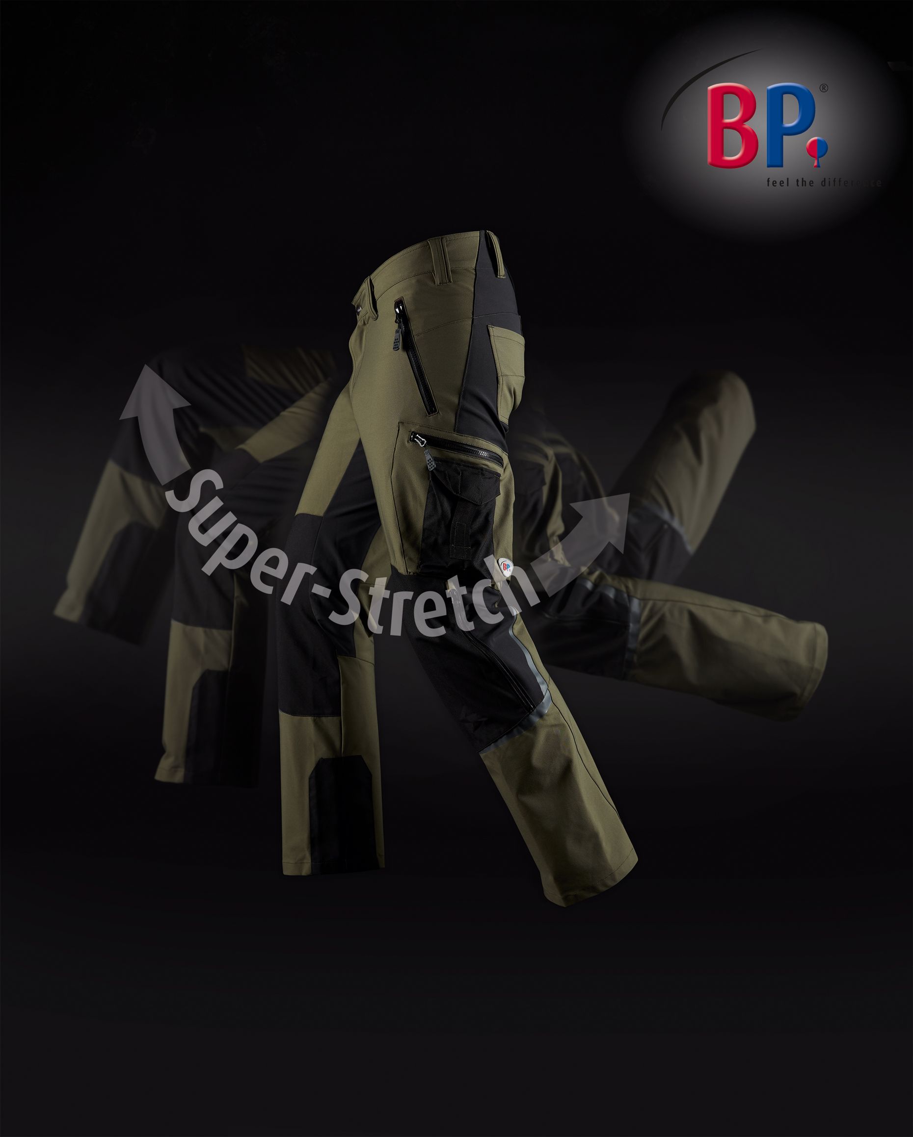 1862-620-5632 BP® Superstretch-werkbroek met kniezakken voor dames antraciet/zwart Thumbnail 2